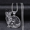 2022 Witchcraft Eyes Cat Stainless Steel Necklace for Women/Men Silver Color Statement Necklace Jewelry cadena N4080S02