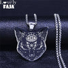 2022 Witchcraft Eyes Cat Stainless Steel Necklace for Women/Men Silver Color Statement Necklace Jewelry cadena N4080S02