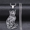 2022 Witchcraft Eyes Cat Stainless Steel Necklace for Women/Men Silver Color Statement Necklace Jewelry cadena N4080S02