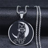 2022 Witchcraft Eyes Cat Stainless Steel Necklace for Women/Men Silver Color Statement Necklace Jewelry cadena N4080S02