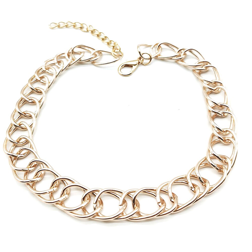 2021 Women Cute Bijoux Femme Necklace Trendy Aluminum Chain Choker Double Woven Golden Girl Gift For Girlfriend