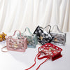 2022 Women Transparent Daisy Pattern Shoulder Bag Hardware Chain Strap Color Block Messenger Handbag Composite Tote