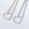 2021 punk Rhinestone Heart Pendant Necklace hip hop jewelry women&#39;s  crystal pendant necklace accessories
