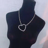 2021 punk Rhinestone Heart Pendant Necklace hip hop jewelry women&#39;s  crystal pendant necklace accessories