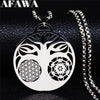 2022 Flower Tree of Life Necklace Women Silver Color Stainless Steel Statement Necklace Jewelry colares feminino N3091S02