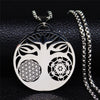 2022 Flower Tree of Life Necklace Women Silver Color Stainless Steel Statement Necklace Jewelry colares feminino N3091S02