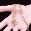 2022 Flower of Life Seven Chakras Stainless Steel Charm Necklace Gold Color Statement Necklace Women Jewelry collier femme NXH17