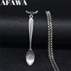 2022 Fork Spoon Stainless Steel Punk Necklace Men/Women Silver Color Big Long Statement Necklace Jewelry collares largos N15S2