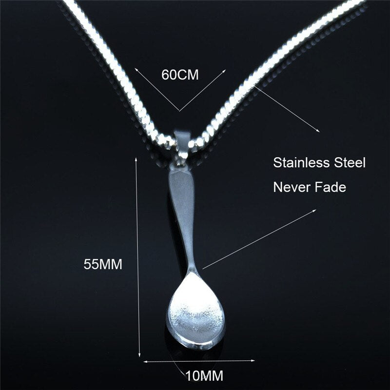 2022 Fork Spoon Stainless Steel Punk Necklace Men/Women Silver Color Big Long Statement Necklace Jewelry collares largos N15S2