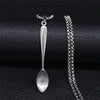 2022 Fork Spoon Stainless Steel Punk Necklace Men/Women Silver Color Big Long Statement Necklace Jewelry collares largos N15S2