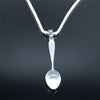 2022 Fork Spoon Stainless Steel Punk Necklace Men/Women Silver Color Big Long Statement Necklace Jewelry collares largos N15S2