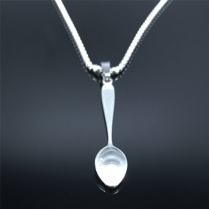 2022 Fork Spoon Stainless Steel Punk Necklace Men/Women Silver Color Big Long Statement Necklace Jewelry collares largos N15S2