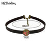 2021 Genshin Impact Element Version Pyro Pattern Leather Choker Necklace Glass Cabochon Jewelry