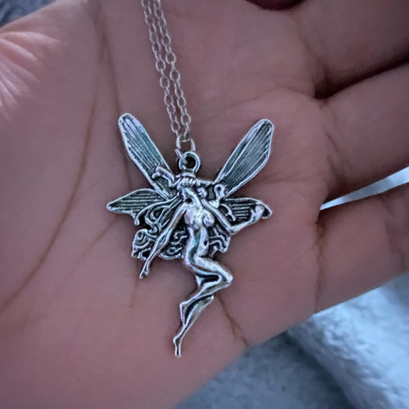 2022 Goth Statement Angel Fairy Wings Pendant Retro Necklace for Women Girls Choker Jewelry Punk Gothic Vintage Accessories