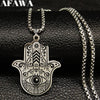 2022 Hamsa Hand Stainless Steel Necklaces Men Black Silver Color Necklaces Pendants Jewelry collier homme N18536