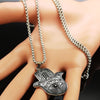 2022 Hamsa Hand Stainless Steel Necklaces Men Black Silver Color Necklaces Pendants Jewelry collier homme N18536