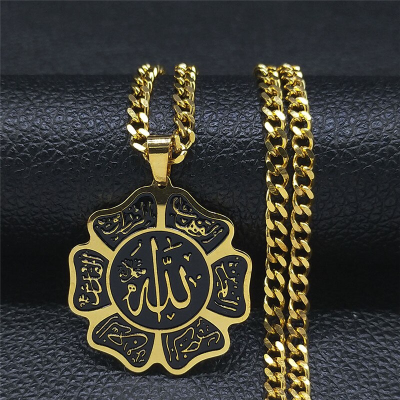 2022 Hamsa Hand Stainless Steel Necklaces Men Black Silver Color Necklaces Pendants Jewelry collier homme N18536