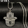 2022 Hamsa Hand Stainless Steel Necklaces Men Black Silver Color Necklaces Pendants Jewelry collier homme N18536