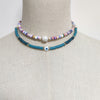 2021 Handmade Natural Pearl Short Necklace Blue Silicone Eye Bead Pendant Choker Mother's Day Gift Fashionable Exquisite Jewelry