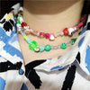 2021 Harajuku Fruit Smiley Beaded Necklace For Women Men Egirl Multicolor Pearl Choker INS Trendy Clay Fruit Bohemia Accessories