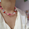 2021 Harajuku Fruit Smiley Beaded Necklace For Women Men Egirl Multicolor Pearl Choker INS Trendy Clay Fruit Bohemia Accessories