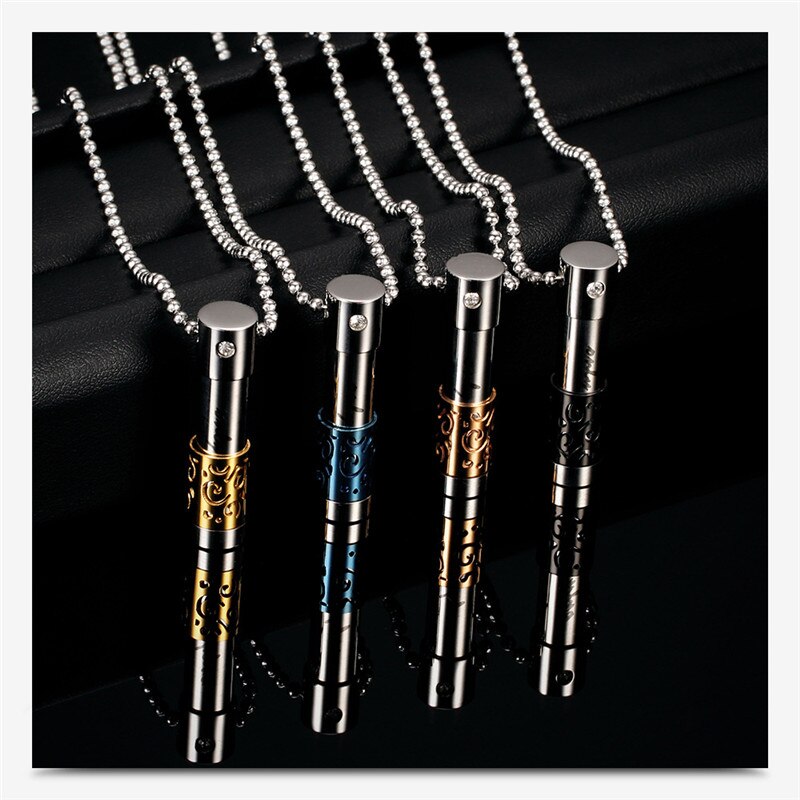 2022  Stainless steel cylindrical openable pendant necklace Crystal from Swarovskis 4 Colors Fit Women and Men