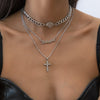 2021 Hip Hop Portrait Chunky Chain Choker Necklaces Women Punk Goth Letter Babygirl Crystal Cross Pendant Necklace Set Jewelry