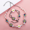 2021 Hip Hop sunflower Smile Face Pearl Choker Necklace for Women Men daisy Punk Neck Chain Clavicle Chain korean Collar