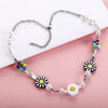 2021 Hip Hop sunflower Smile Face Pearl Choker Necklace for Women Men daisy Punk Neck Chain Clavicle Chain korean Collar