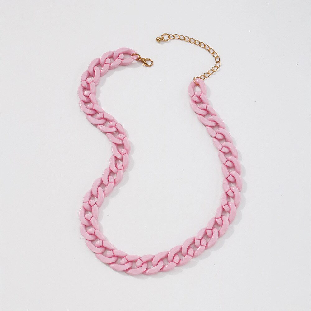 2021 Hiphop Exaggerated Multicolor Resin Thick Chain Choker Necklace Pink Necklaces For Women Punk Jewelry Gifts Drop Shipping