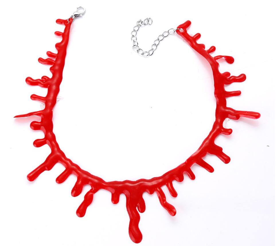2021 Gothic Horrifying Red Blood Drip Necklace Funny Joke Choker for Women Men Horror Props Choker Party Jewerly