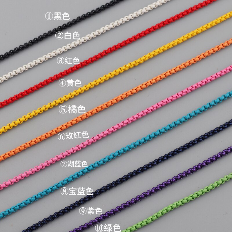 2021 Statement Copper Enamel Boho Rainbow Color Box Chain Choker Necklace For Women Girl Collier femme Summer Bijoux
