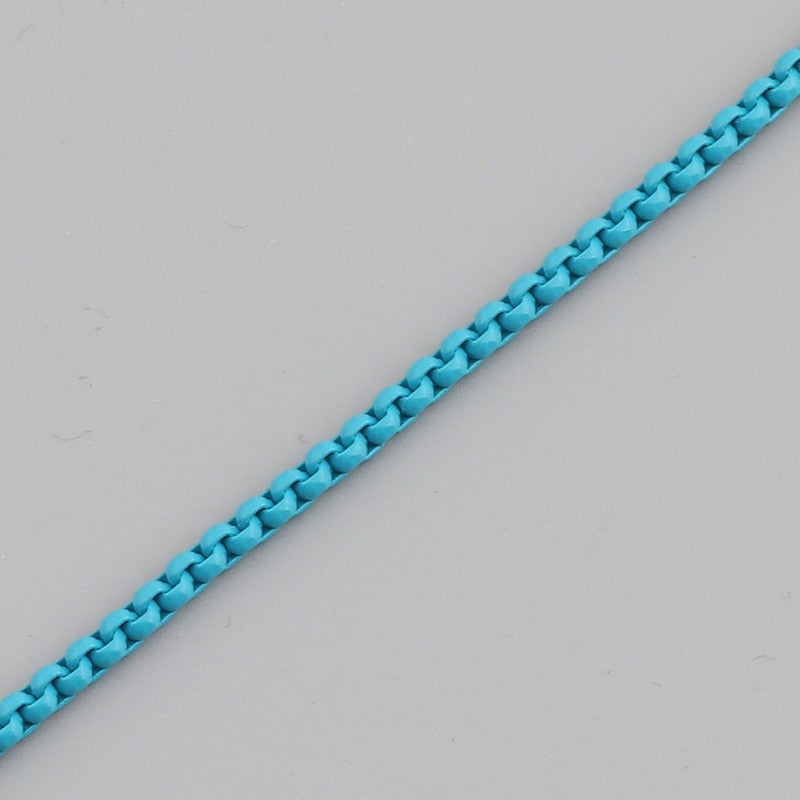 2021 Statement Copper Enamel Boho Rainbow Color Box Chain Choker Necklace For Women Girl Collier femme Summer Bijoux