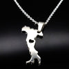 2022 Italy Map Stainless Steel Pendant Necklaces for Women or Men Italian Silver Color Chain Necklace Jewelry Gift N504S02
