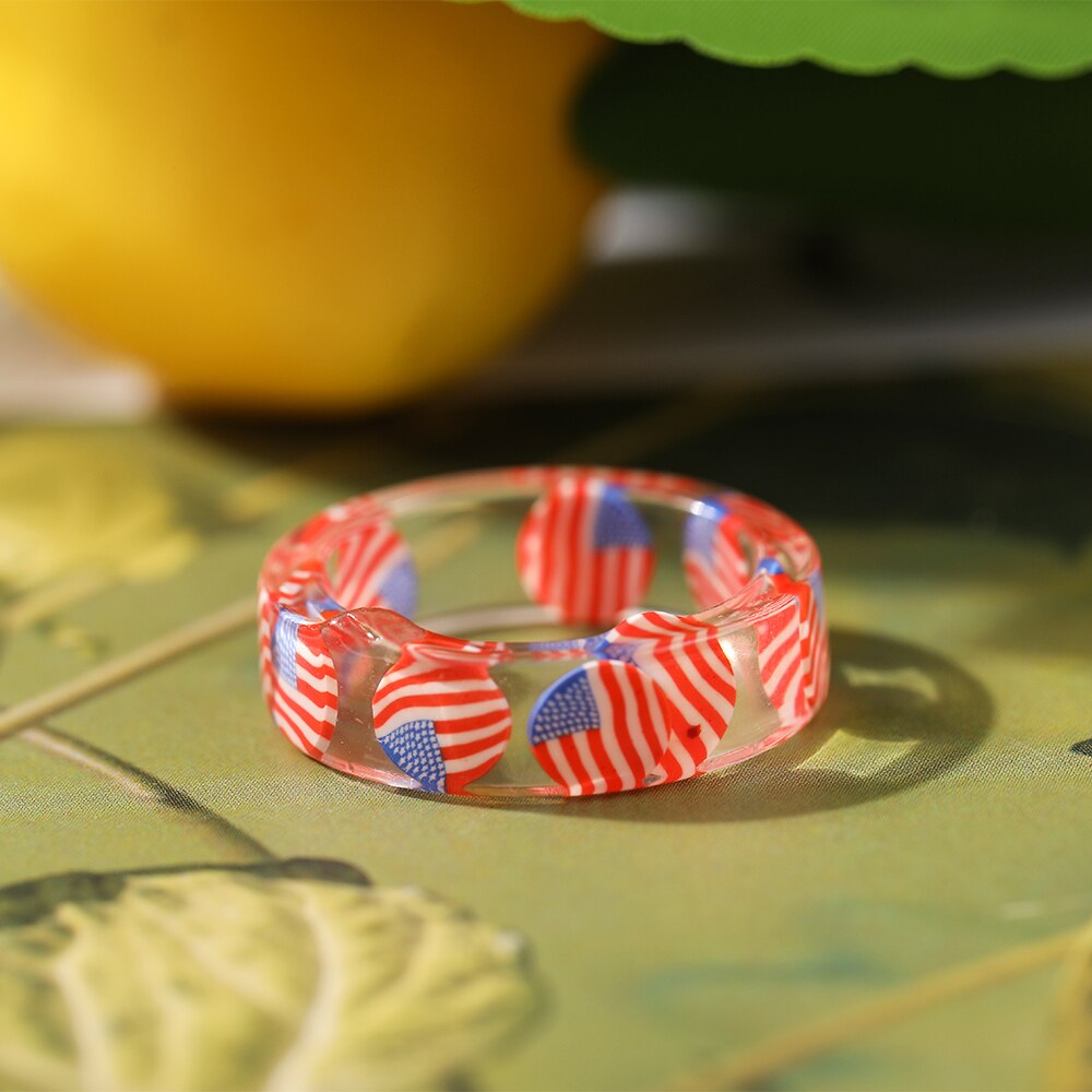 2021 Korea Colorful  Resin Fruit Ring Set Metal Geometric Irregular Open Rings for Women Party Wedding Jewelry Ring Set