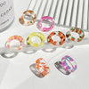 2021 Korea Colorful  Resin Fruit Ring Set Metal Geometric Irregular Open Rings for Women Party Wedding Jewelry Ring Set