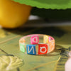 2021 Korea Colorful  Resin Fruit Ring Set Metal Geometric Irregular Open Rings for Women Party Wedding Jewelry Ring Set