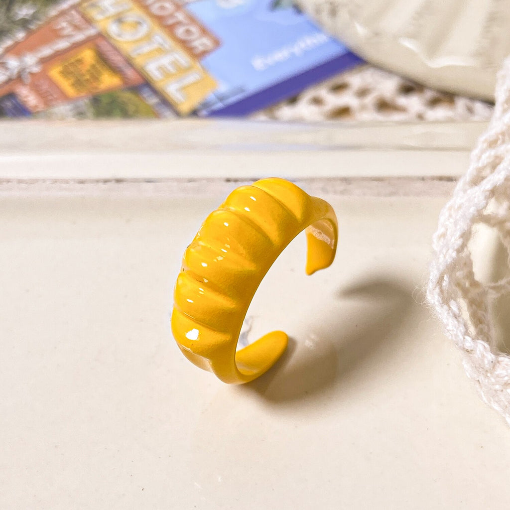 2021 Korea Colorful  Resin Fruit Ring Set Metal Geometric Irregular Open Rings for Women Party Wedding Jewelry Ring Set