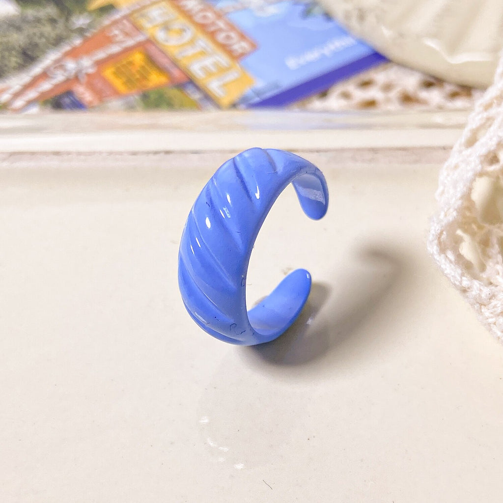 2021 Korea Colorful  Resin Fruit Ring Set Metal Geometric Irregular Open Rings for Women Party Wedding Jewelry Ring Set