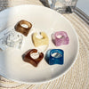 2021 Korea Colorful  Resin Fruit Ring Set Metal Geometric Irregular Open Rings for Women Party Wedding Jewelry Ring Set