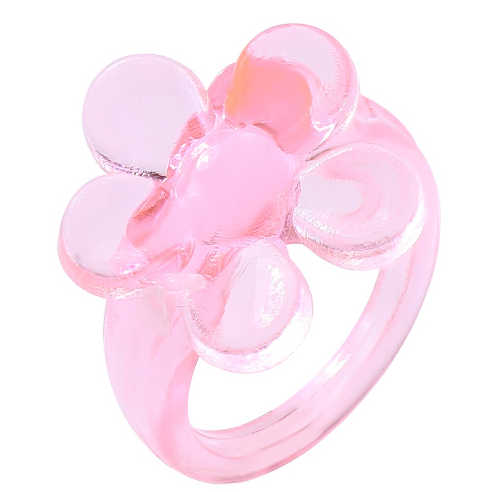 2021 Korea Colorful  Resin Fruit Ring Set Metal Geometric Irregular Open Rings for Women Party Wedding Jewelry Ring Set