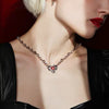 2021 Korean Elegant Red Crystal Love Pendent Necklace Trend Clavicle Chain Hollow Metal Necklace For Celebration Gifts