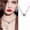 2021 Korean Elegant Red Crystal Love Pendent Necklace Trend Clavicle Chain Hollow Metal Necklace For Celebration Gifts