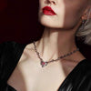 2021 Korean Elegant Red Crystal Love Pendent Necklace Trend Clavicle Chain Hollow Metal Necklace For Celebration Gifts