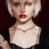 2021 Korean Elegant Red Crystal Love Pendent Necklace Trend Clavicle Chain Hollow Metal Necklace For Celebration Gifts