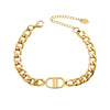 2021 Korean Hip-Hop Style Women's Titanium Steel Gold-Plated CD Letters Men's Clavicle Necklace Bracelet Set