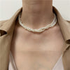 2021 Korean Retro Imitation Pearl Necklace Small Beaded Multi-layered Necklace for Women Party Clavicle Chain Jewelry
