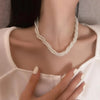 2021 Korean Retro Imitation Pearl Necklace Small Beaded Multi-layered Necklace for Women Party Clavicle Chain Jewelry