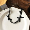 2021 Korean Trend Black Bow Clavicle Necklace for Women Dating Party Birthday Women Glass Bead Jewelry Necklace