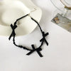 2021 Korean Trend Black Bow Clavicle Necklace for Women Dating Party Birthday Women Glass Bead Jewelry Necklace